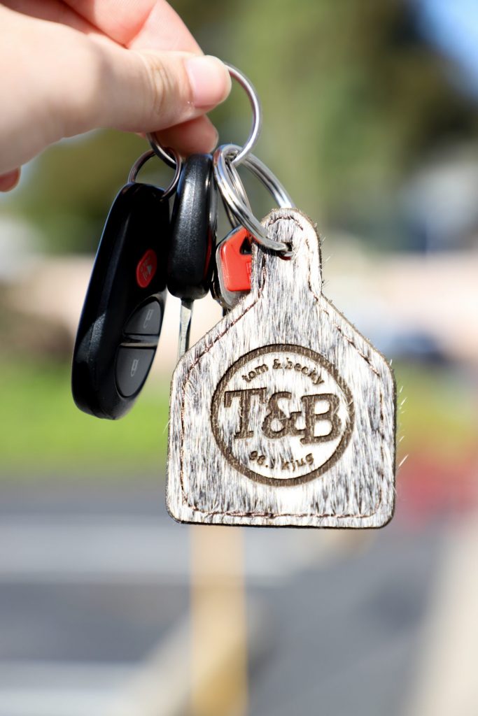 hair-on-hide keychain