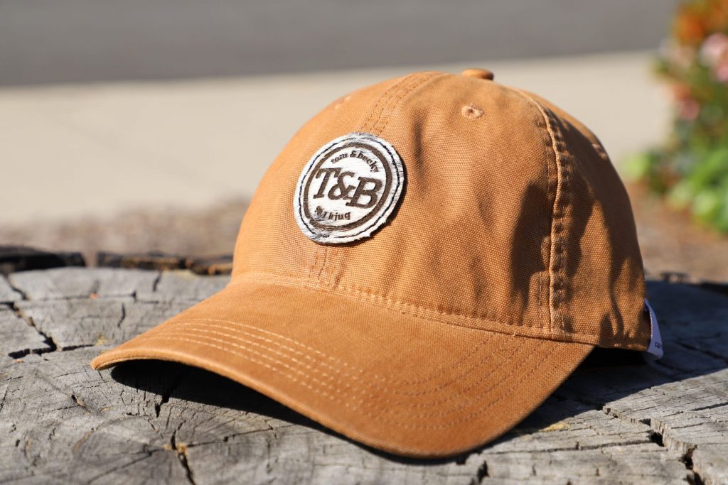 hair-on-hide patch on a hat