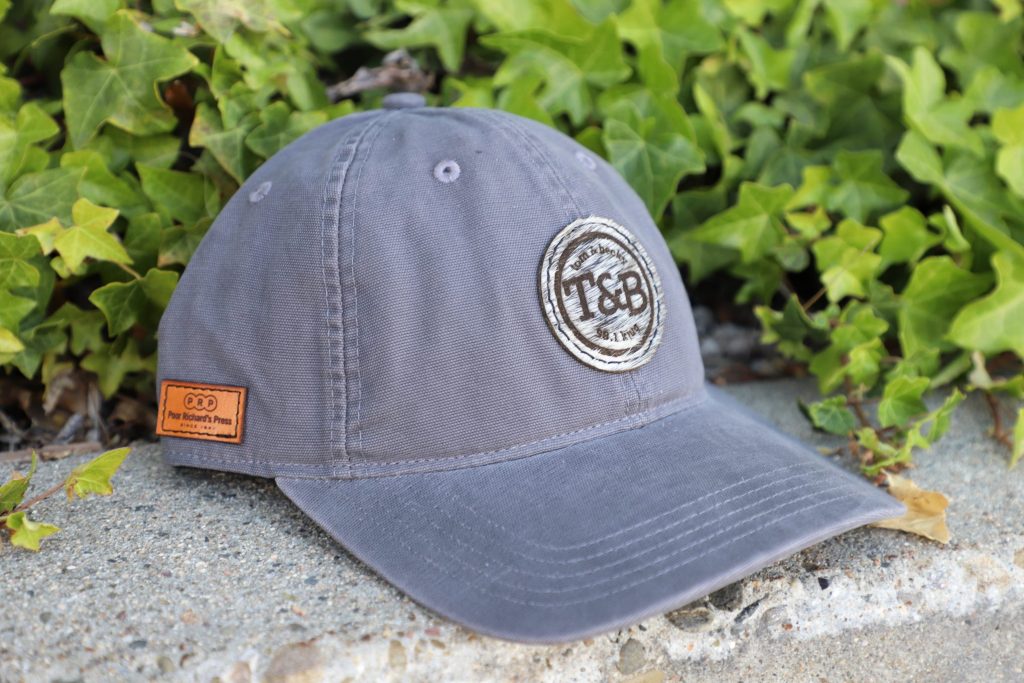 hair-on-hide patch on a hat