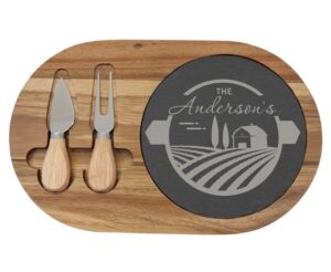 Acacia Wood/Slate Oval Cheese Sets
