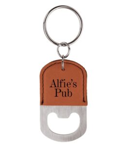 Oval Laserable Leatherette Bottle Opener Keychain prpco